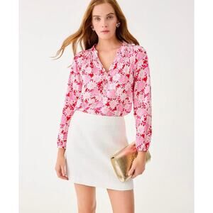 NWT Lilly Pulitzer Elsa Silk Top in Coconut Dear Heart Size Small